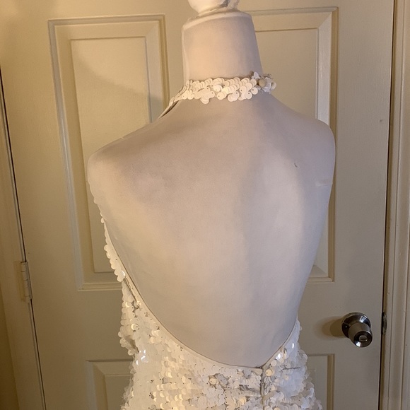 Ronny Kobo Jo Halter Sequin Ruched Open-Back Mini Dress - Picture 12 of 16